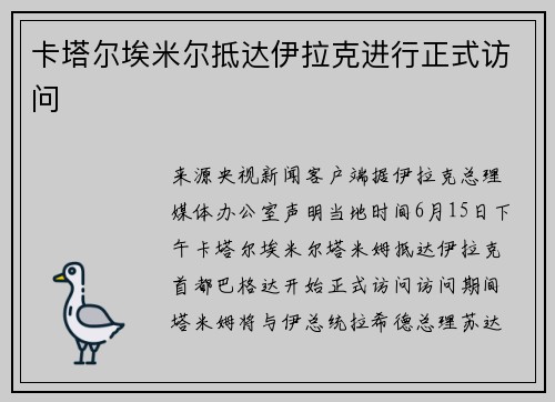 卡塔尔埃米尔抵达伊拉克进行正式访问